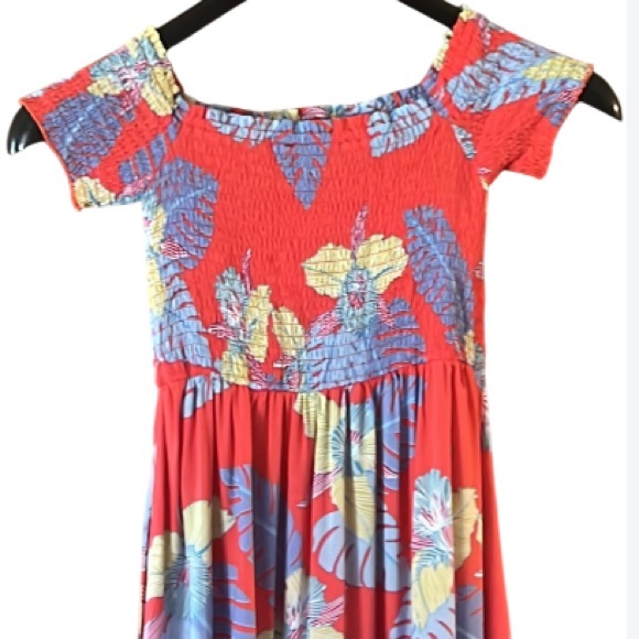 NWT Lulus Patsy Coral Red Floral Print Off-the-Shoulder Dress Size XS Coastal - Picture 5 of 16